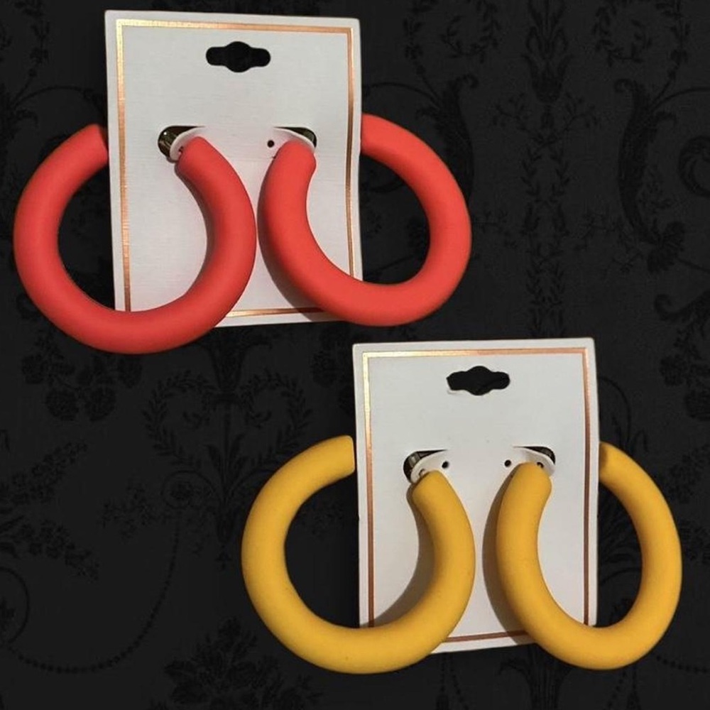 🍊 Chunky Color Pop Hoop Earrings – 2 Colors! 🍋 NWT